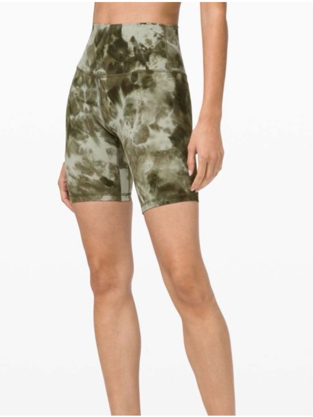 Lululemon Olive Tie-Dye High-Rise Bike Shorts and Tank- workout set - Picture 3 of 5